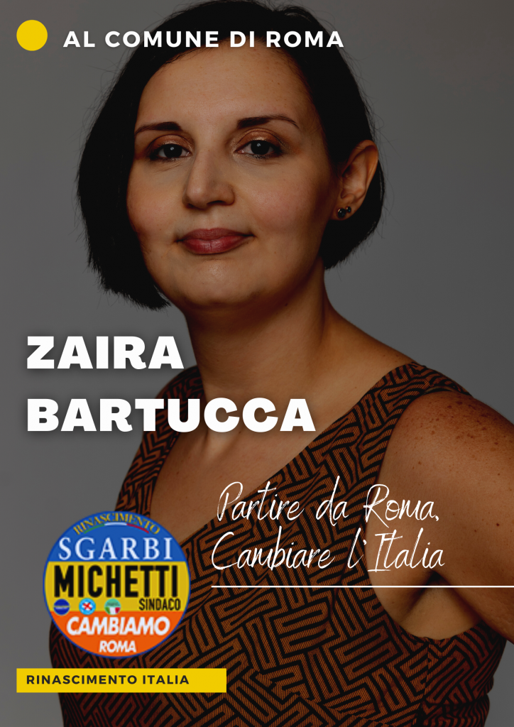 La giornalista Zaira Bartucca candidata al Comune di Roma con la lista Rinascimento Sgarbi, elezioni amministrative 2021